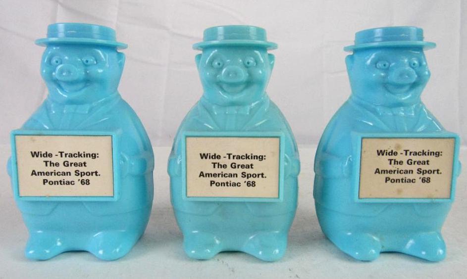 (3) Vintage 1968 Pontiac Wide-Tracking Plastic Advertising Piggy Banks