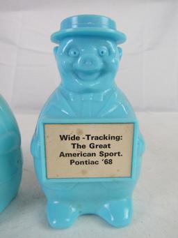 (3) Vintage 1968 Pontiac Wide-Tracking Plastic Advertising Piggy Banks