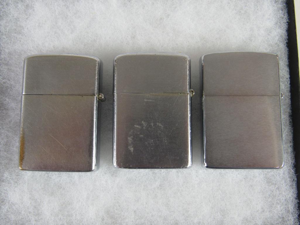 Lot (3) Vintage Zippo Lighters- Vietnam, USO, Cam Ranh Bay, etc