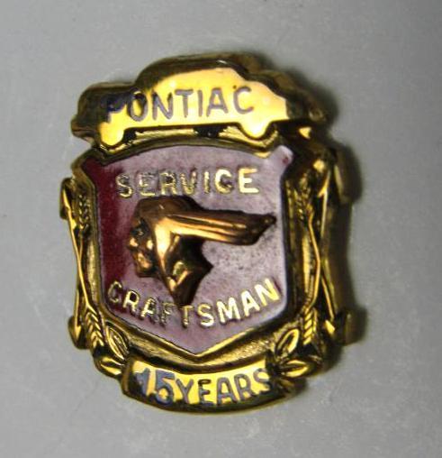Antique Pontiac 15 Year Service Craftsman Award Pin