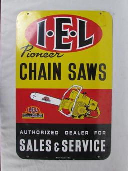 RARE & Outstanding Pioneer Chainsaws (Canada) Double Sided Porcelain Dealership Sign