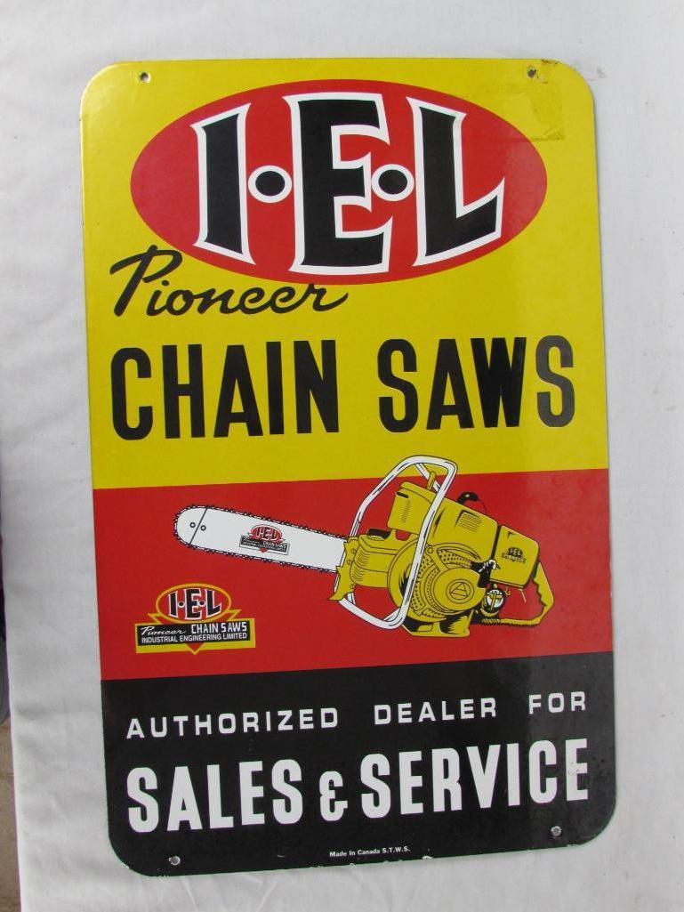 RARE & Outstanding Pioneer Chainsaws (Canada) Double Sided Porcelain Dealership Sign