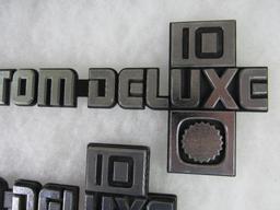 Pair Vintage 1980s Chevrolet Custom Deluxe 10 Pickup Truck Side Emblems