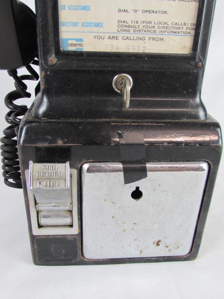 Antique 1950's Western Electric Coin Op Black Payphone (3-Slot)