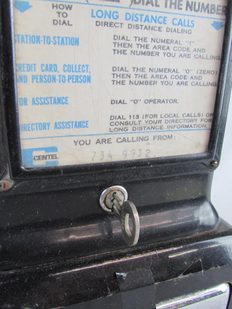 Antique 1950's Western Electric Coin Op Black Payphone (3-Slot)