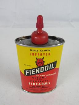 Vintage Fiendoil Tin Handy Oil Can with Devil Graphics
