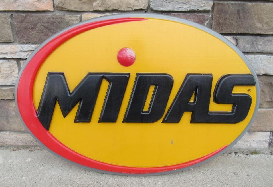 Vintage (1980's) Midas Muffler Shop Plastic 3ft. Sign Face