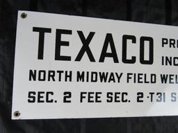 Antique Texaco North Midway Field Well Porcelain Sign 24 x 10"