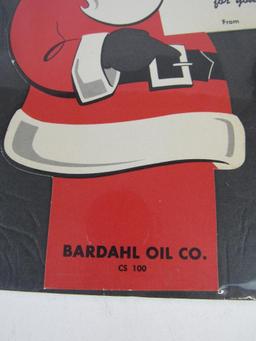 Antique Bardahl Motor Oil Santa Claus Cardboard Christmas Sign/ Can Topper