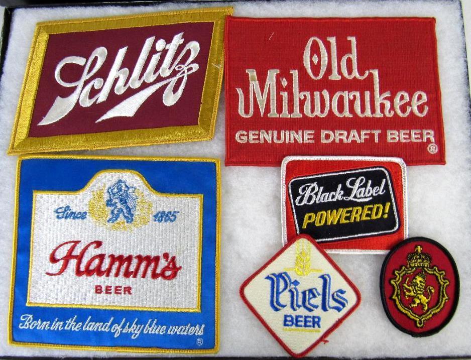 Excellent Lot Vintage Sewn Patches All Beer Related- Schlitz, Hamms, Old Milwaukee++