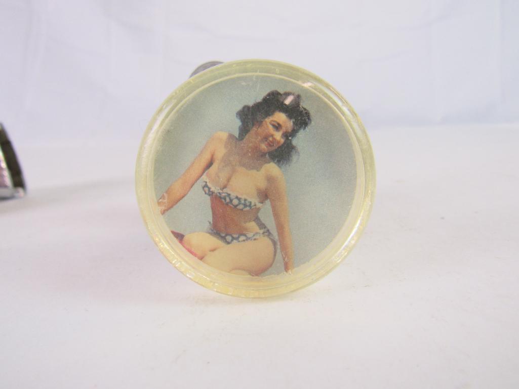 (2) Antique Suicide Knobs- Including Pin-Up Girl