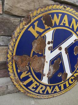 Antique Kiwanis International 30" Porcelain Sign