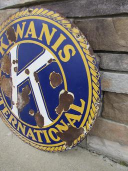 Antique Kiwanis International 30" Porcelain Sign