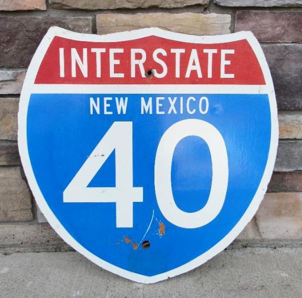 Vintage Interstate 40 New Mexico Wooden Highway Sign