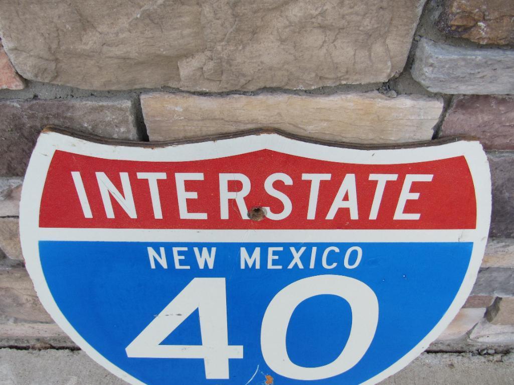 Vintage Interstate 40 New Mexico Wooden Highway Sign