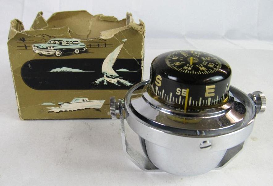 Vintage Chrome Automobile / Marine Compass