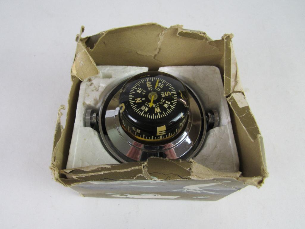 Vintage Chrome Automobile / Marine Compass