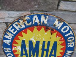 Vintage AMHA American Motor Hotel Association Dbl. Sided Steel Sign 20"