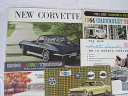 Grouping of Vintage Automobile Sales Brochures- Chevy, Chevy Trucks, Chrysler, Ranchero+