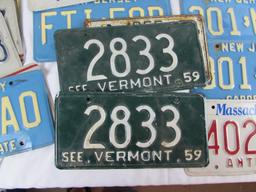 Lot (20+) Vintage License Plates. New York, Vermont, New Jersey, Massachusetts