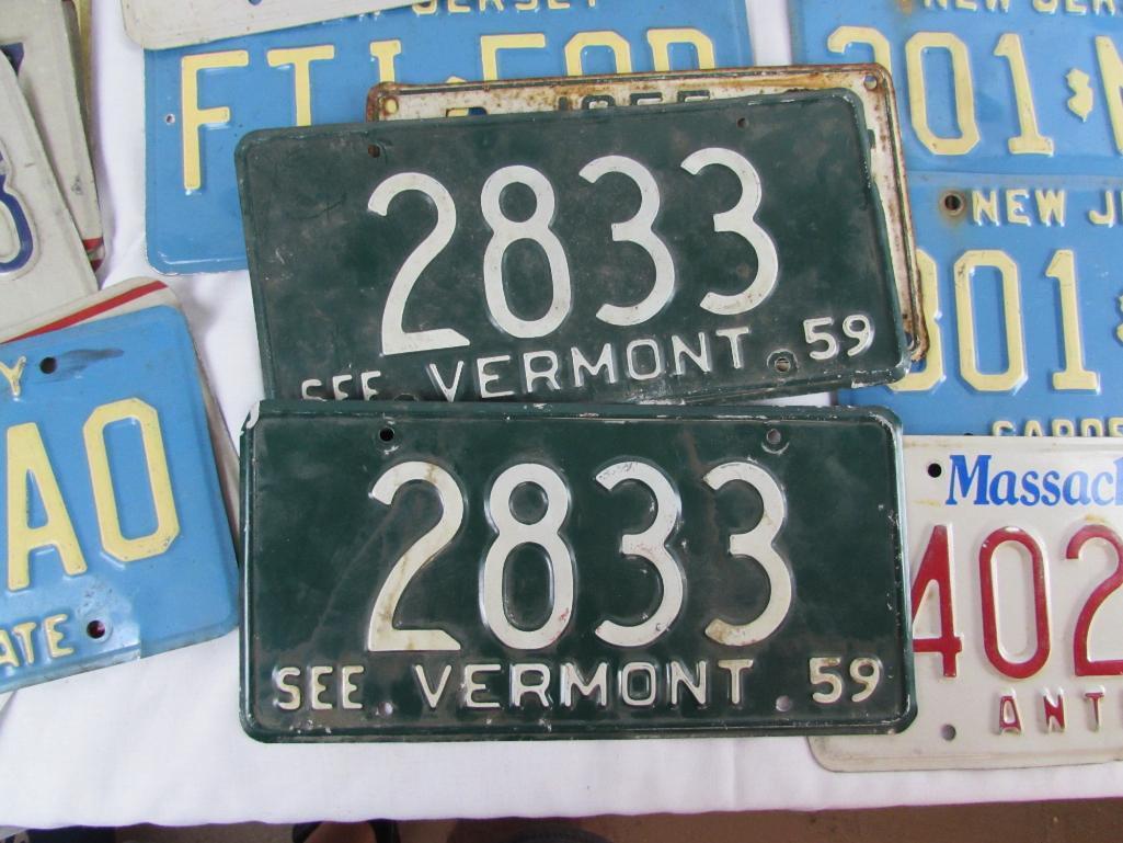 Lot (20+) Vintage License Plates. New York, Vermont, New Jersey, Massachusetts