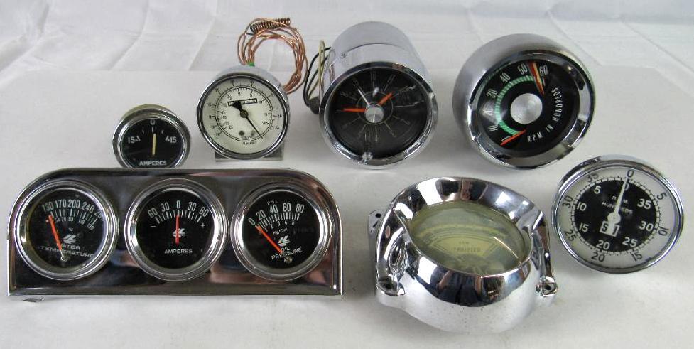 Excellent Collection Vintage Muscle Car Era Gauges/ Tachometers, Clock, etc