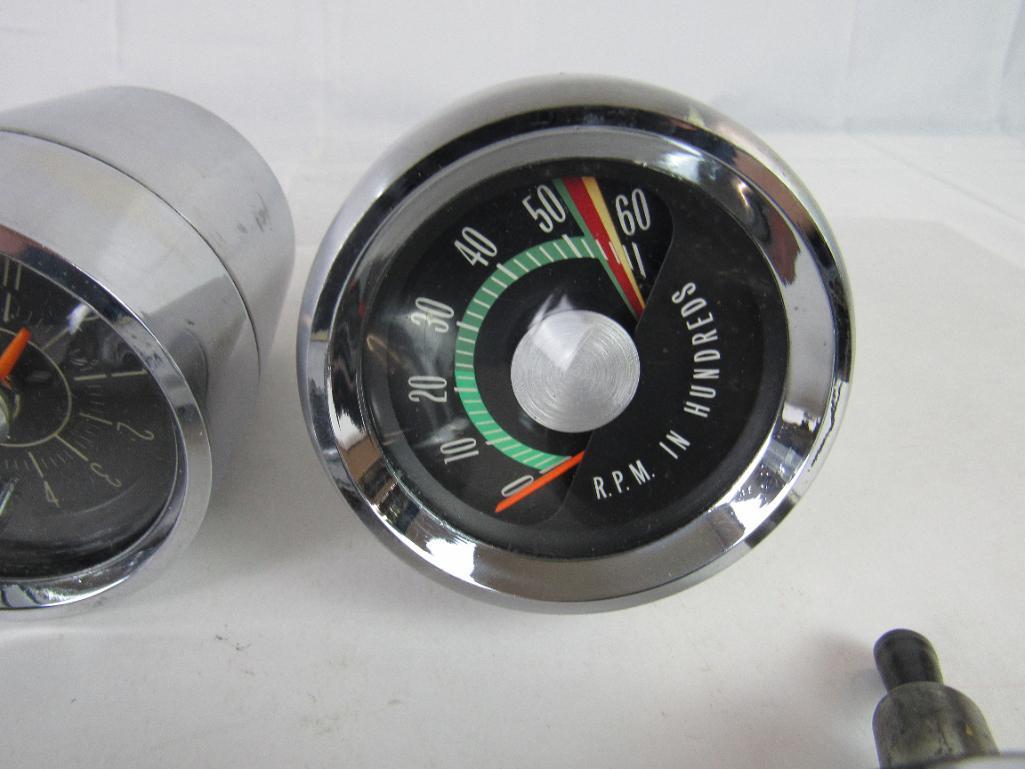 Excellent Collection Vintage Muscle Car Era Gauges/ Tachometers, Clock, etc