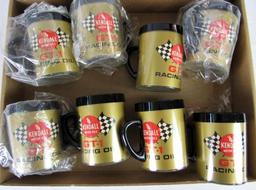 Set (8) Vintage 1960's Kendall Motor Oil GT-1 Racing Oil Coffe Mugs- Plastic