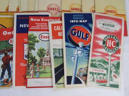 Lot (28) Antique Service Station Road Maps- Sinclair, Gulf, Mostly Shell
