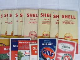 Lot (28) Antique Service Station Road Maps- Sinclair, Gulf, Mostly Shell