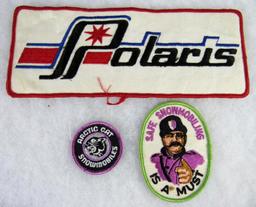 Lot (3) Vintage Snowmobile Related Patches including LARGE POLARIS