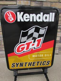 Vintage NOS Kendall GT-1 Racing Motor Oil Dbl. Curbside Sign. Sealed