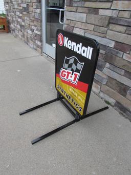 Vintage NOS Kendall GT-1 Racing Motor Oil Dbl. Curbside Sign. Sealed