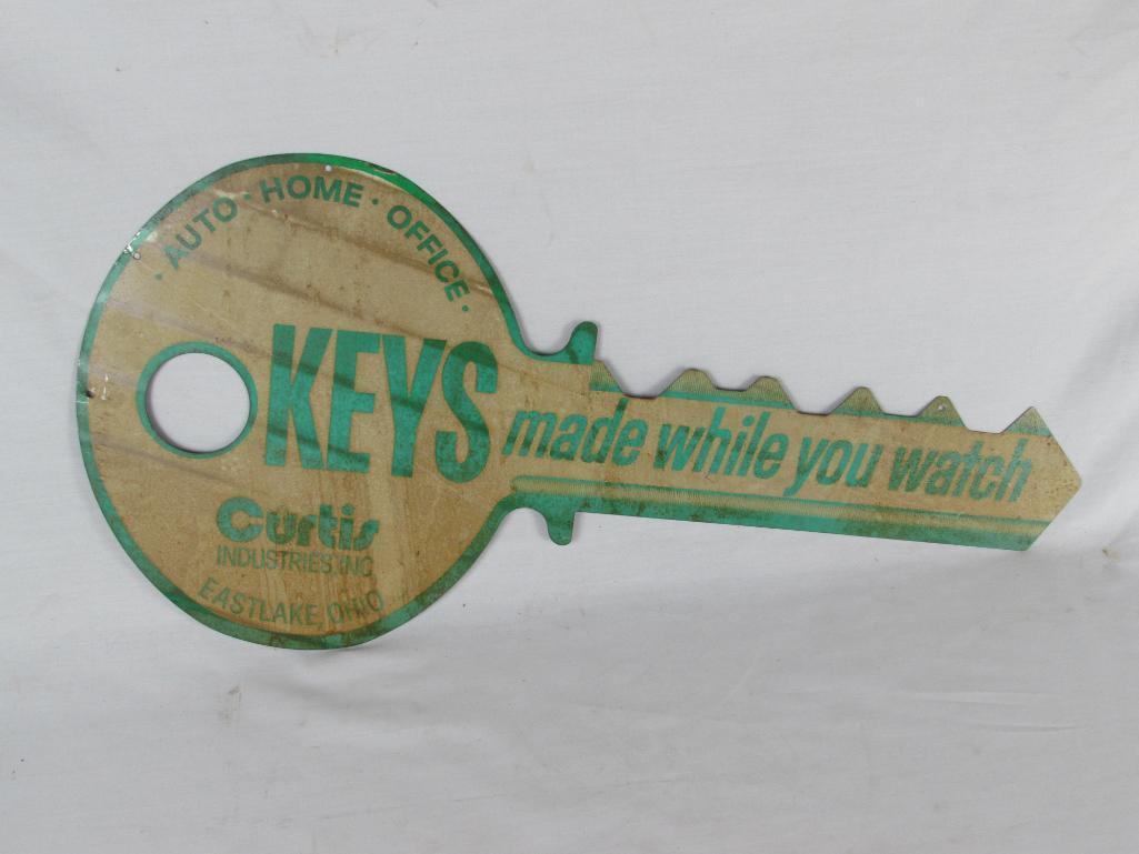 Vintage Curtis Keys Die Cut Metal Advertising Sign (2 Sided)