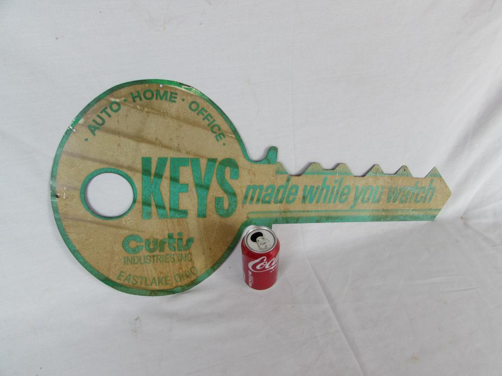 Vintage Curtis Keys Die Cut Metal Advertising Sign (2 Sided)