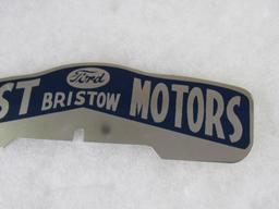 Antique List Motors Ford Dealer Bristow, Okla. Metal License Plate Topper