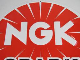 Contemporary Embossed Metal Sign NGK Spark Plugs 17.5"