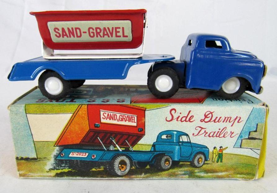 Antique SSS Japan Tin Friction Sand-Gravel Dump Truck