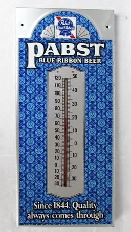 Excellent Vintage Pabst Blue Ribbon Beer Metal Advertising Thermometer 21"