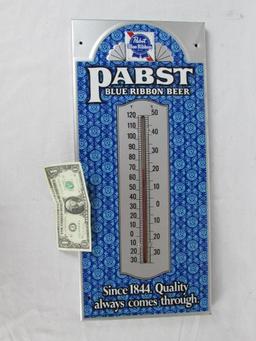 Excellent Vintage Pabst Blue Ribbon Beer Metal Advertising Thermometer 21"