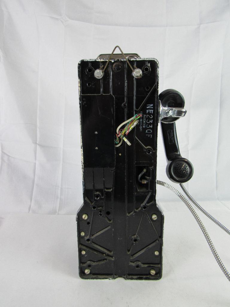 Antique 1950's Western Electric Coin Op Black Payphone (3-Slot)