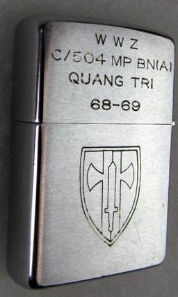 Vintage Vietnam Zippo Lighter- WWZ c/504 MP BN(A) Quang Tri 1968-69