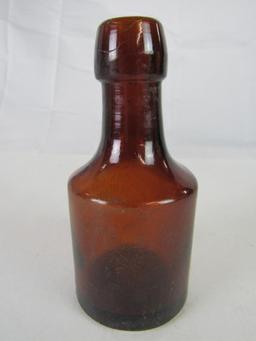 Early Antique BF Goodrich Vulcanizing Solution Amber Embossed Bottle