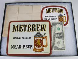 Excellent Vintage Metbrew Non-Alcoholic Near Beer Metal Sign