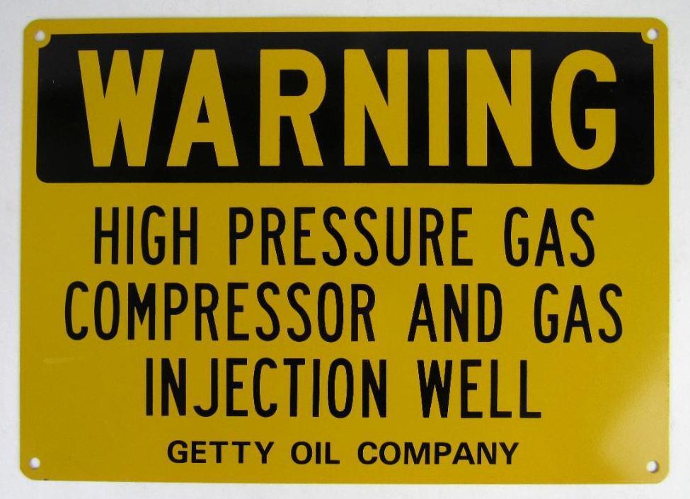 Vintage High Pressure Gas- GETTY OIL COMPANY NOS Steel Sign
