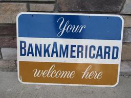 Dated 1960 "Bank Americard Welcome" Double Sided Metal Service Station Sign