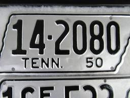 (2) Scarce 1950 Tennessee License Plates (Diecut) "State-Shape"