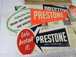 Vintage 1957 Prestone Anti-Freeze Advertising Display Sign Kit in Orig. Mailer Box