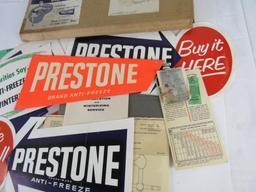 Vintage 1957 Prestone Anti-Freeze Advertising Display Sign Kit in Orig. Mailer Box