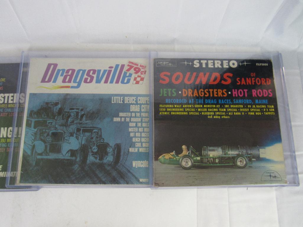 Excellent Lot (9) Vintage LP Vinyl Albums- All Hot Rod/ Automobile Related